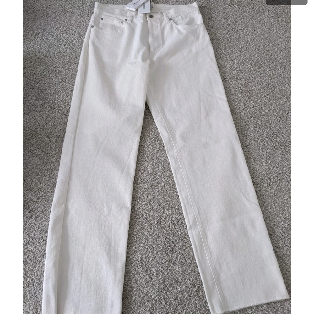 Marimekko white jeans riemuinen coastal size 49 raw hem nwt